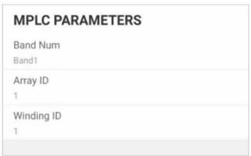 MPLC PARAMETERS Band Num Band1 Array ID 1 Winding ID 1