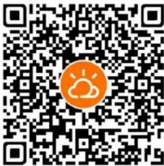 QR code with an orange circular logo in the center, likely linking to a digital service or website.