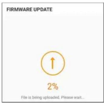 FIRMWARE UPDATE 2% File is being uploaded. Please wait...