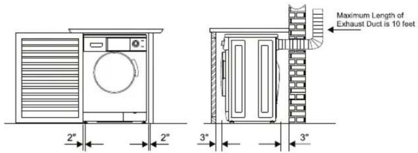 Maximum Length of Exhaust Duct is 10 feet 2" 2" 3" 3"