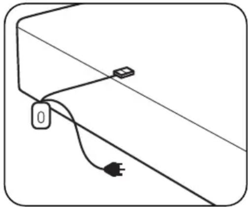 Simple line drawing of a cable or wire with a plug and connector, no text or symbols present