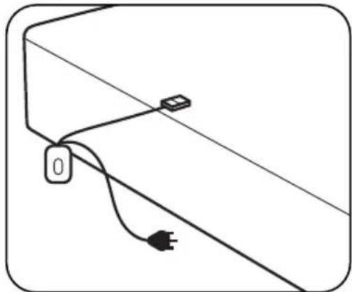 Simple line drawing of a cable or wire with a plug and connector, no text or symbols present