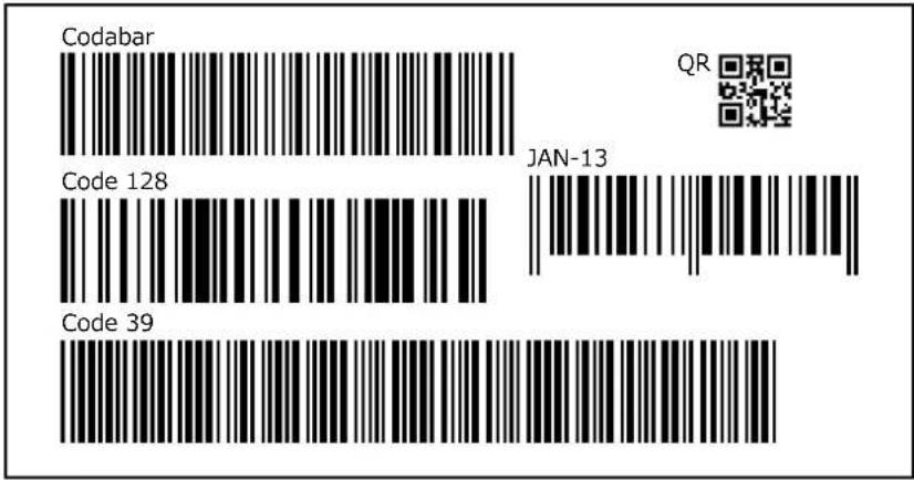 Codabar Code 128 Code 39 QR JAN-13