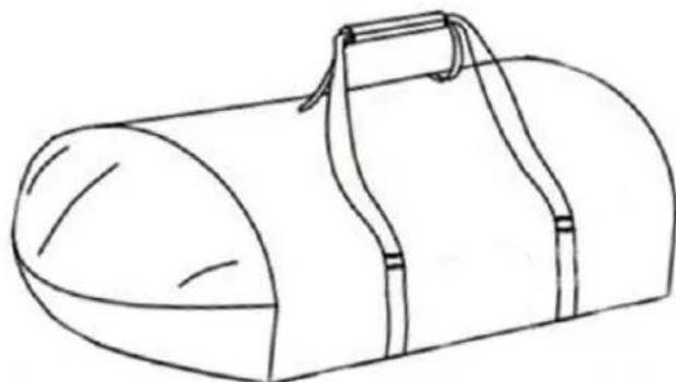 Line drawing of a cylindrical object with a handle and straps (no text or symbols)