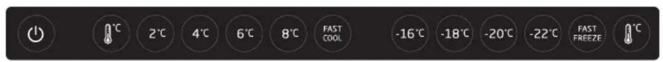 0°C 2°C 4°C 6°C 8°C FAST COOL -16°C -18°C -20°C -22°C FAST FREEZE °C