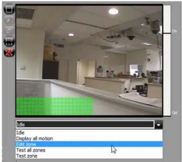Idle Display all motion Edit zone Test all zones Test zone