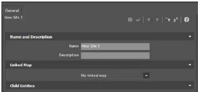 General New Site 3 Name and Description Name New Site 3 Description Linked Map No linked map Child Entities