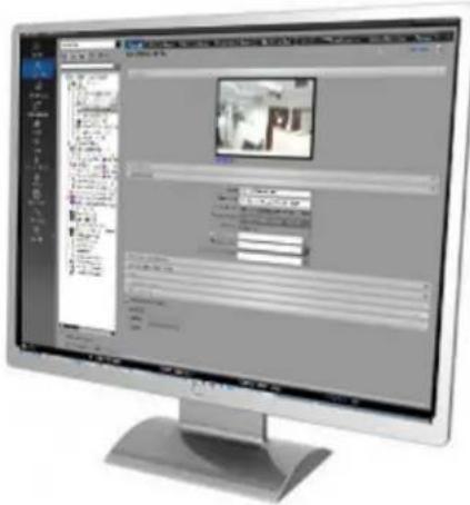 Computer monitor displaying a web-based content creation interface with Chinese text and a small embedded image on the screen.