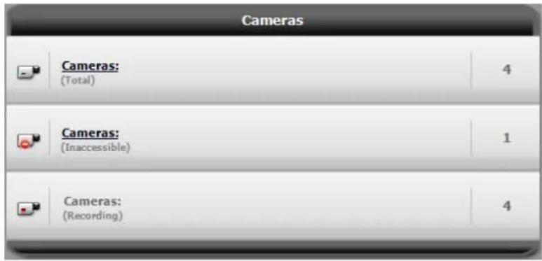 Cameras Cameras: (Total) 4 Cameras: (Inaccessible) 1 Cameras: (Recording) 4