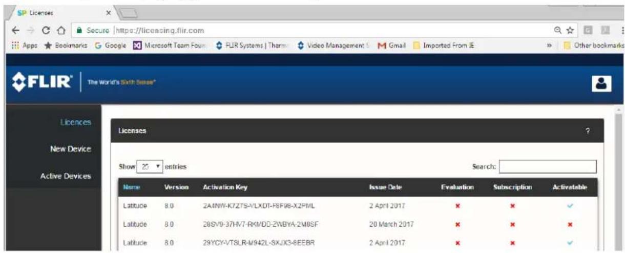 Licenses New Device Active Devices Show 25 entries Search: Name Version Activation Key"Issue Date EvaluationSubscription Activatable Latitude 8.0 2A4NW-K7ZTS-V/LXDT-F8F98-X2PML 2 April 2017 ✕ ✕ ✓ Latitude 8.0 28SV9-37HV7-RKMDD-ZWBYA-2MBSF 20 March 2017 ✕ ✕ ✕ Latitude 8.0 29YCY-VT8LR-M942L-SXJX3-8EEBR 2 April 2017 ✕ ✕ ✓
