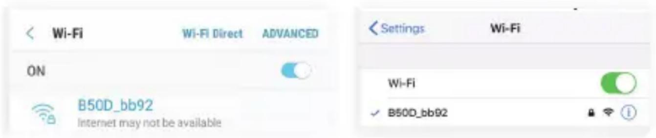 Wi-Fi Wi-Fi Direct ADVANCED ON B50D_bb92 Internet may not be available Settings Wi-Fi Wi-Fi ✓ B50D_bb92