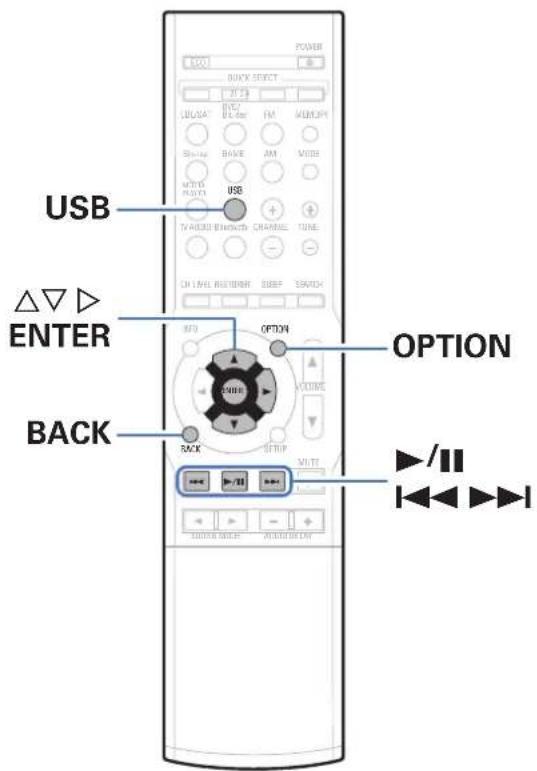 USB △▽ ▷ ENTER BACK OPTION BACK /II +/II +/-