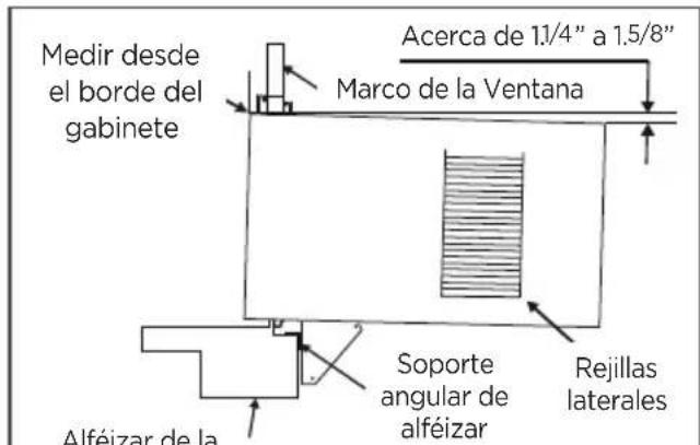 Medir desde el borde del gabinete Acerca de 1.1/4" a 1.5/8" Marco de la Ventana Soporte angular de alféizar Alféizar de la Rejillas laterales
