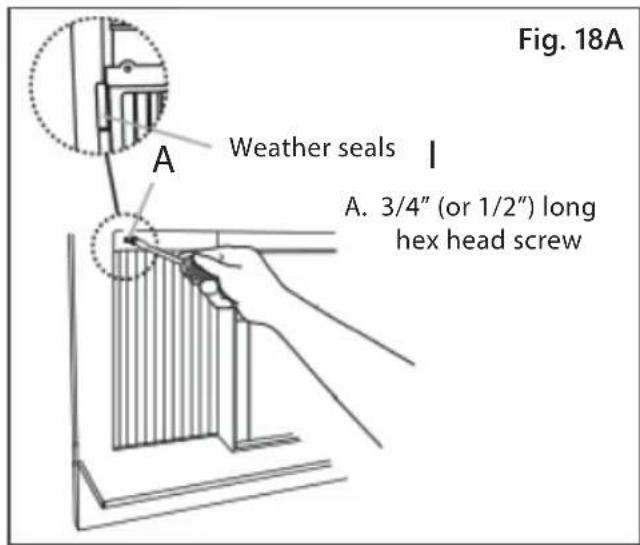 Fig. 18A Weather seals A. 3/4" (or 1/2") long hex head screw