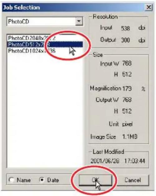 Job Selection PhotoCD PhotoCD 2048x37.2 PhotoCD 51.2:7.8 PhotoCD 1024x1636 Resolution Input 538 dpi Output 300 dpi Size Input W 768 H 512 Magnification 173 % Output W 768 H 512 Unit pixel Image Size 1.1MB Last Modified 2001/06/28 17:03:44 Name Date OK Cancel