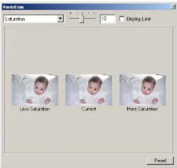 Variation Saturation 10 Display Limit Less Saturation Current More Saturation Reset