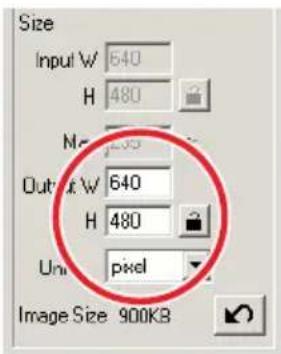 Size Input W 640 H 480 M 135 Output W 640 H 480 Unit pixel Image Size 900KB
