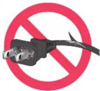 Prohibition sign showing a black plug with two leads inside a red circle, indicating no prohibition or disapproval.