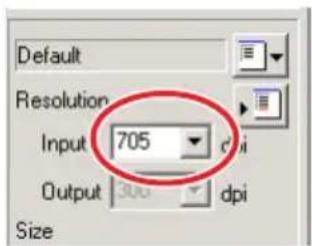 Default Resolution Input 705 dpi Output 300 dpi Size
