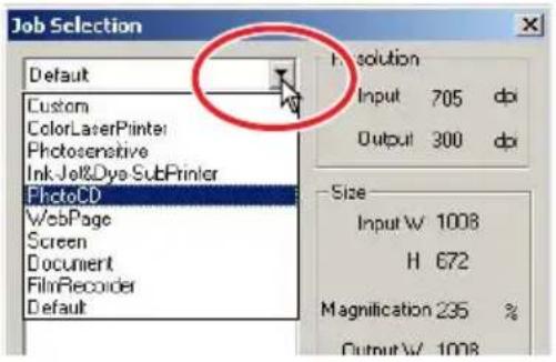 Job Selection Default Custom ColorLaserPrinter Photosensitive Ink-Jel&Dye SubPrinter PhotoCD WebPage Screen Document FilmRecorder Default Solution Input 705 dpi Output 300 dpi Size Input W 1008 H 672 Magnification 235 % Output W 1008