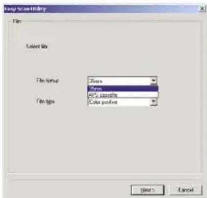 Easy Scan Utility File Select Use File format: Zions Form Color Properties File type: Color portfolio Next > Cancel