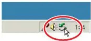 Screenshot of a software toolbar with icons and a red circle highlighting a specific icon, likely from an older application or tool.