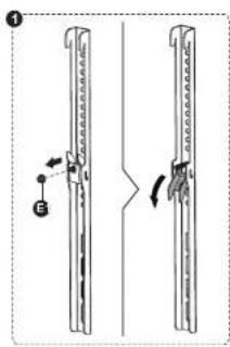 Technical diagram showing a mechanical assembly with labeled parts and directional arrows indicating motion or movement.
