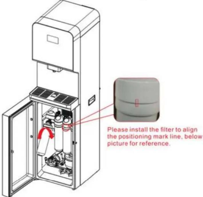 Please install the filter to align the positioning mark line, below picture for reference.