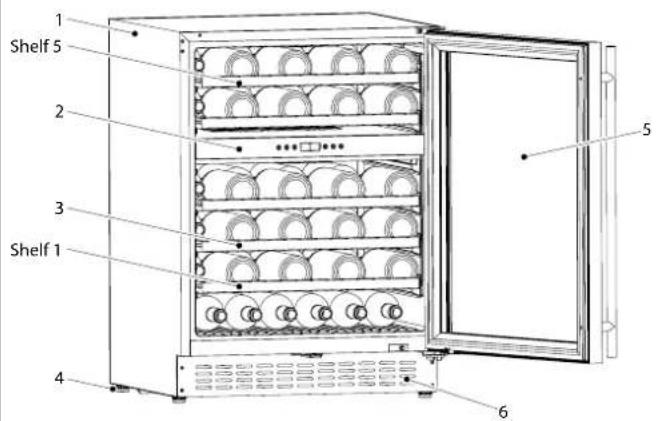 1 Shelf 5 2 3 Shelf 1 4 5 6