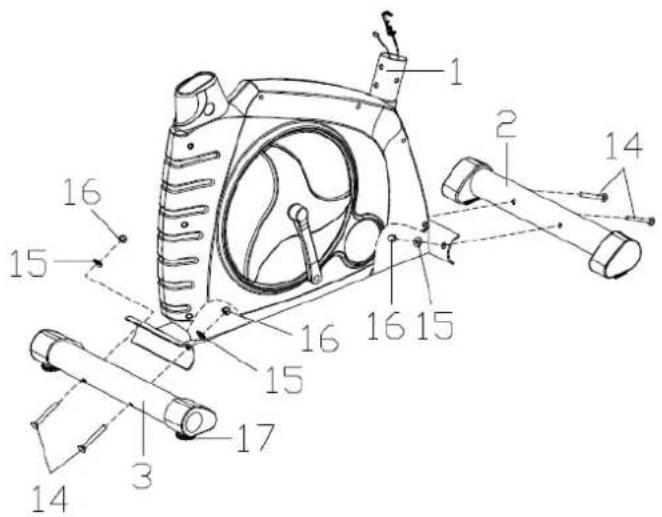 Technical diagram of a mechanical device with numbered components for identification