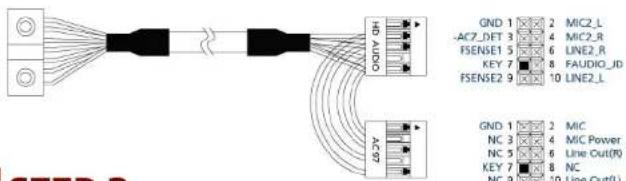 GND 1 -ACZ_DET 3 FSENSE1 5 KEY 7 FSENSE2 9 HD AUDIO AC 67 GND 1 NC 3 NC 5 KEY 7 NC 9 2 MIC2_L 4 MIC2_R 6 LINE2_R 8 FAUDIO_ID 10 LINE2_L 2 MIC 4 MIC Power 6 Line Cut(0) 8 NC 10 Line Cut(L)