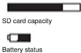 SD card capacity Battery status