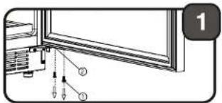 Diagram showing a window with labeled components and arrows indicating movement or assembly, marked with number 1.