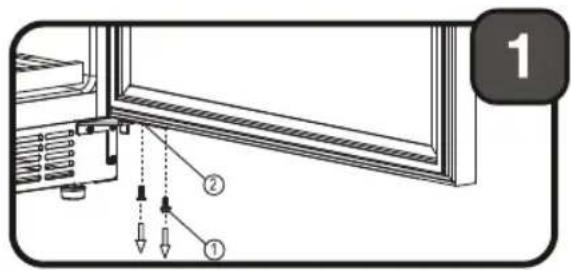 Diagram showing a door panel with labeled parts and numbered annotations