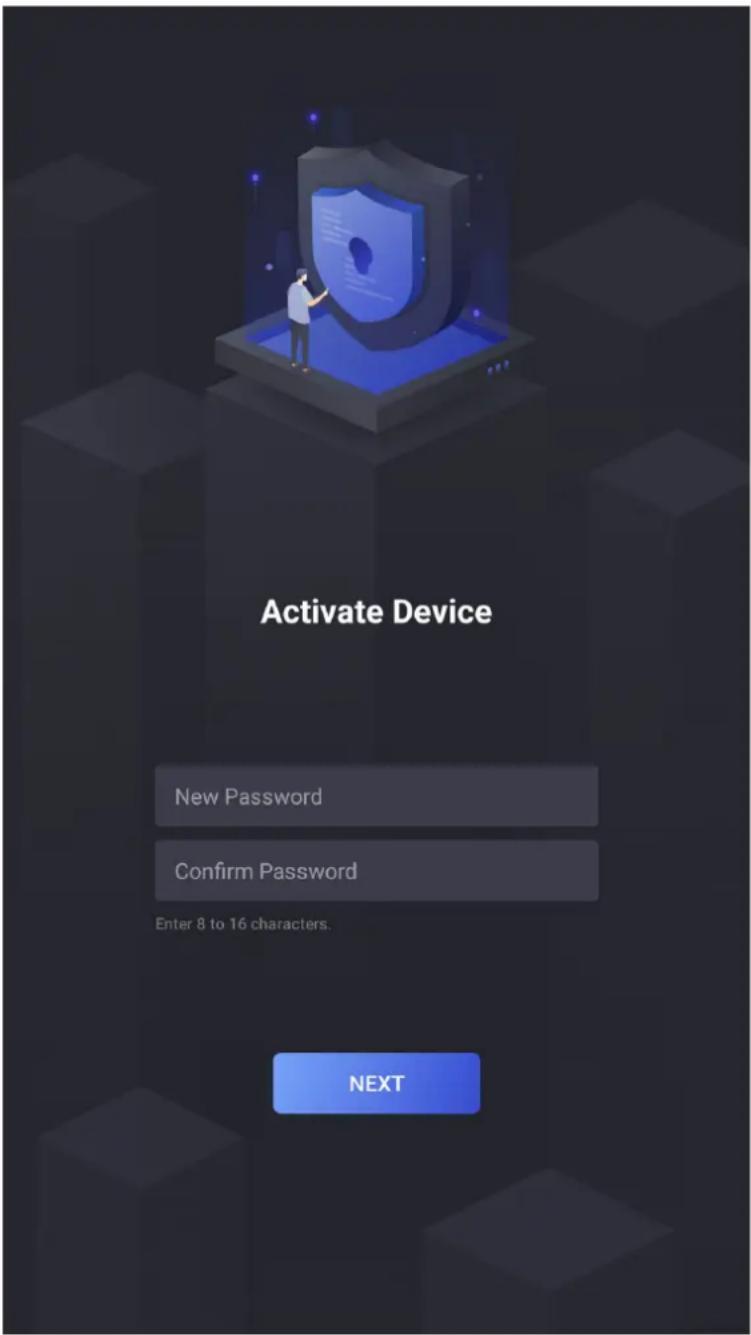 Activate Device New Password Confirm Password Enter 8 to 16 characters. NEXT