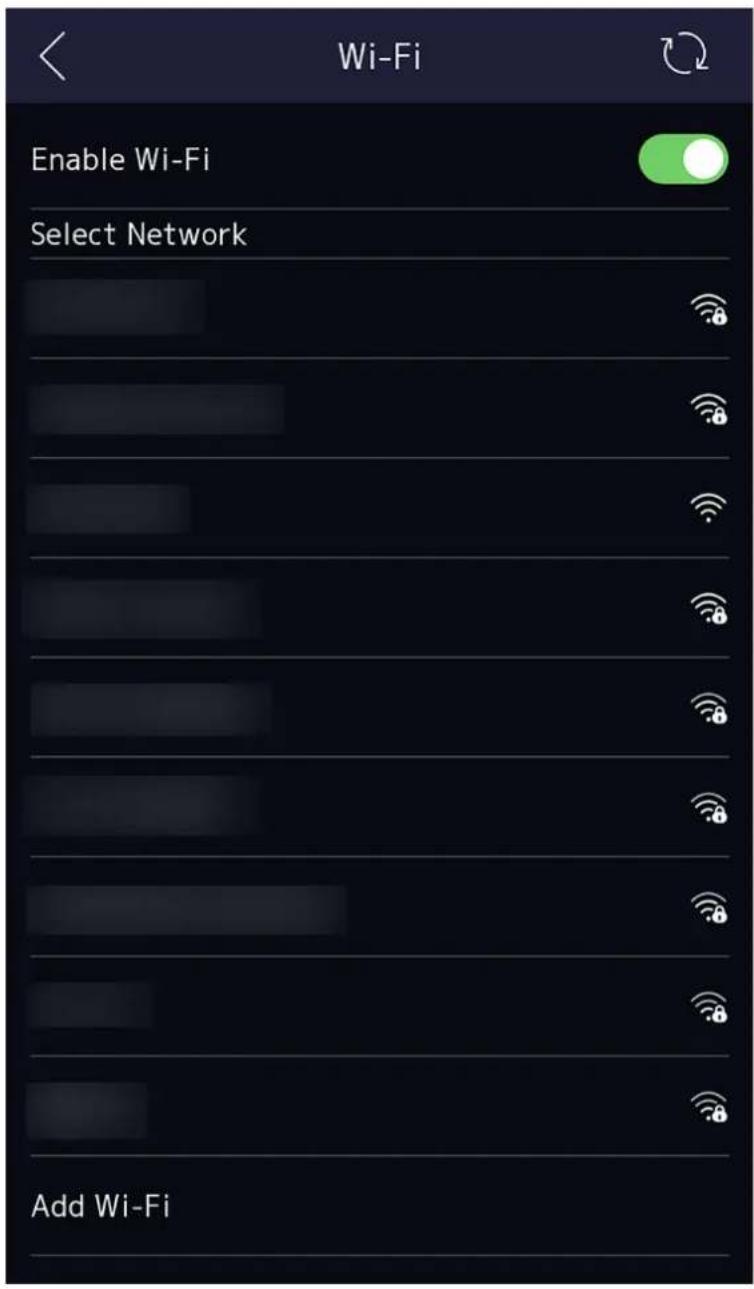 Wi-Fi Enable Wi-Fi Select Network Add Wi-Fi