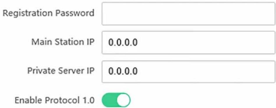 Registration Password Main Station IP 0.0.0.0 Private Server IP 0.0.0.0 Enable Protocol 1.0