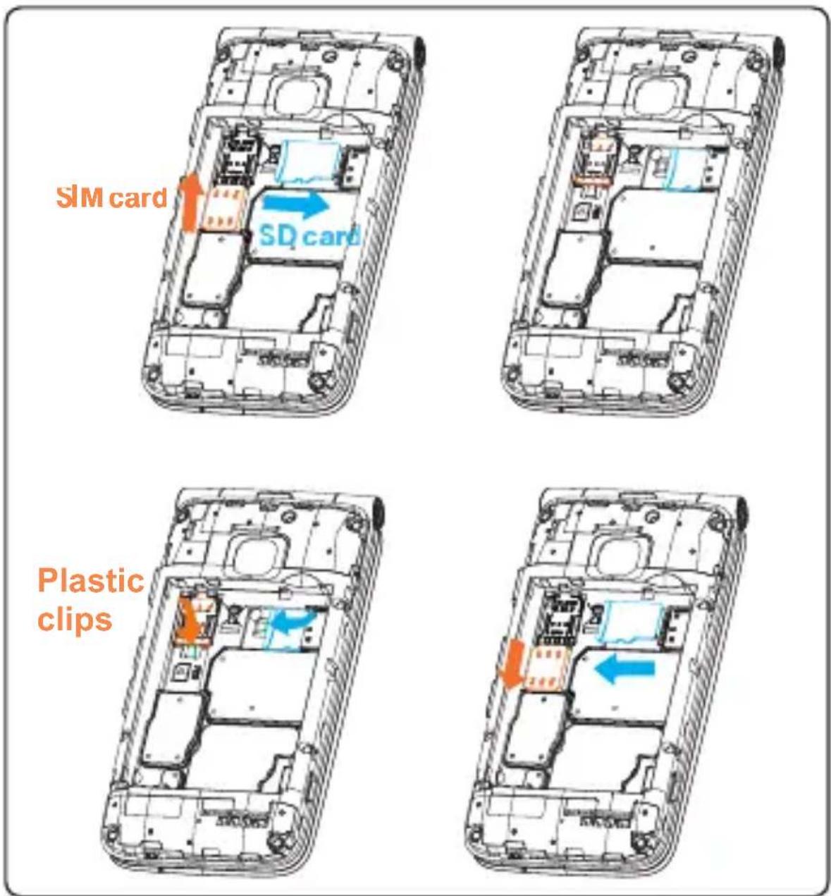 SIM card SD card Plastic clips