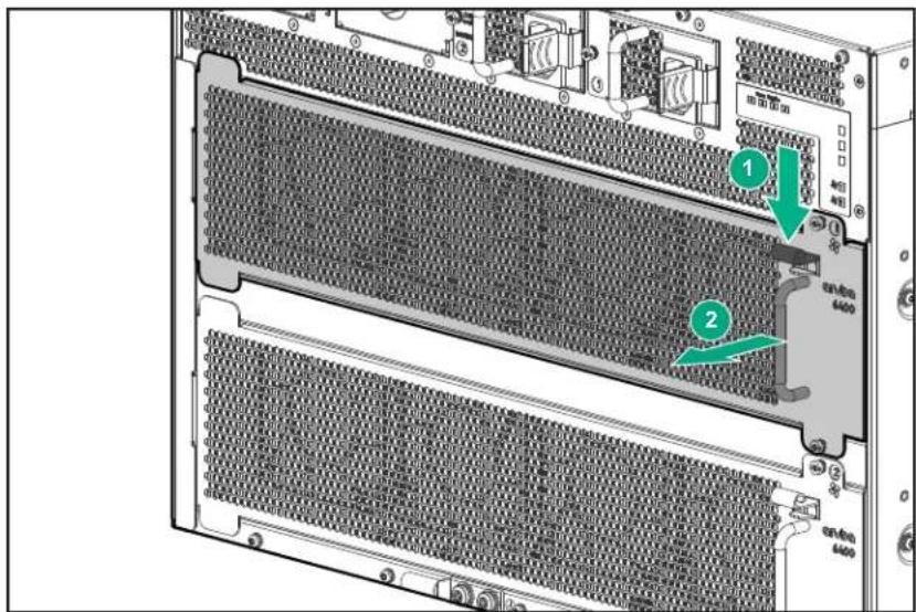 Diagram of an industrial rack with labeled components and numbered parts, showing internal structure and ventilation slots.