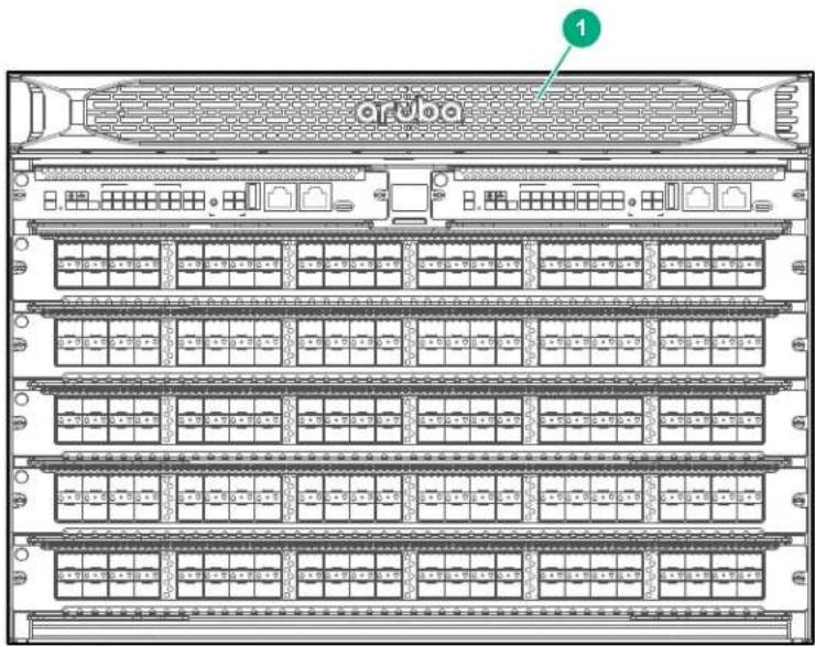 Technical diagram of a server rack with labeled panel number 1 pointing to the top panel.