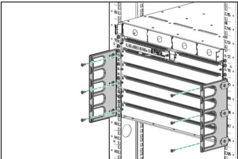 Technical diagram of a server rack with labeled components and connection points
