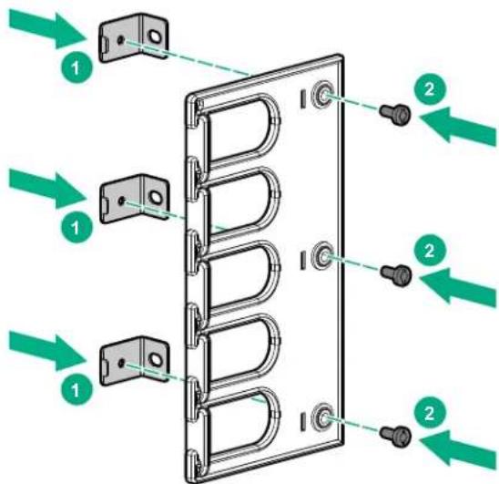 Diagram showing labeled components of a mechanical or electrical component with numbered parts and directional arrows indicating assembly or connection.