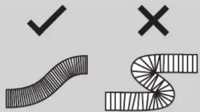 Diagram showing checkmark and cross symbols on a wavy line and segmented bar pattern
