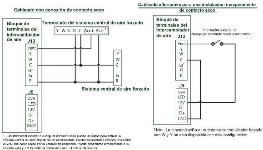 BROAN B160E75RT - FUNCIONAMIENTO DEL APARATO USANDO UNA CONEXIÓN DE CONTACTO SECO - 1