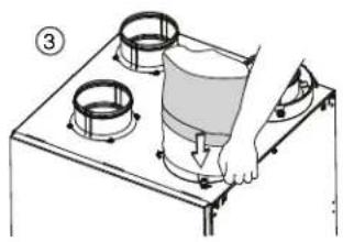 Diagram showing a hand pressing down on a stove with labeled parts and directional arrows