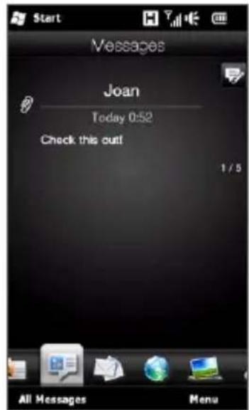 Start Messages Joan Today 0:52 Check this out! 1 / 5 All Messages Menu