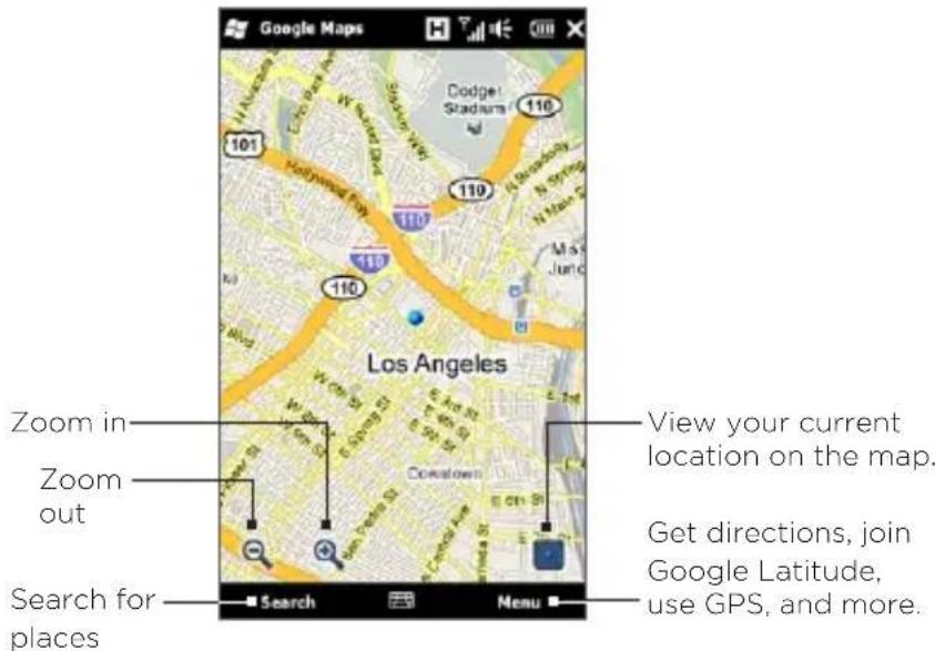 Google Maps 101 110 110 110 Los Angeles Zoom in Zoom out Search for places View your current location on the map. Get directions, join Google Latitude, use GPS, and more.