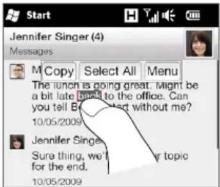 Jennifer Singer (4) Messages M Copy Select All Menu The lunch is going great. Might be a bit late head to the office. Can you tell B what without me? 10/05/2009 Jennifer Singer Sure thing, we'll have your topic for the end. 10/05/2009