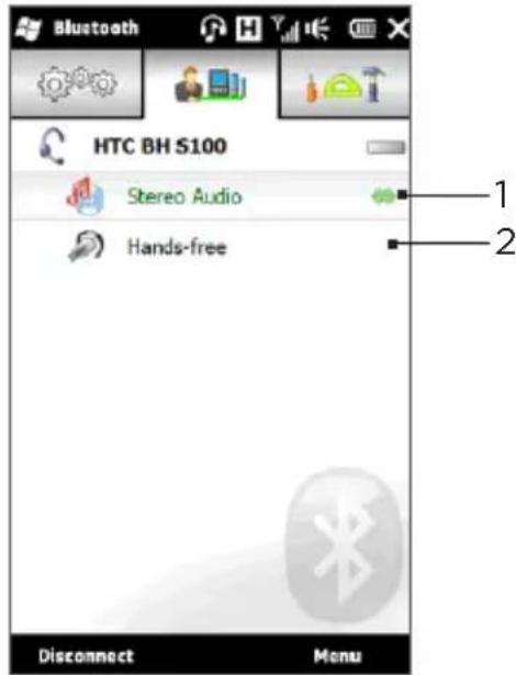 Bluetooth HTC BH S100 Stereo Audio Hands-free 1 2 Disconnect Menu