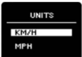 UNITS KM/H MPH